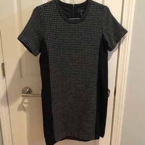 Leather wool houndstooth mini dress JCrew